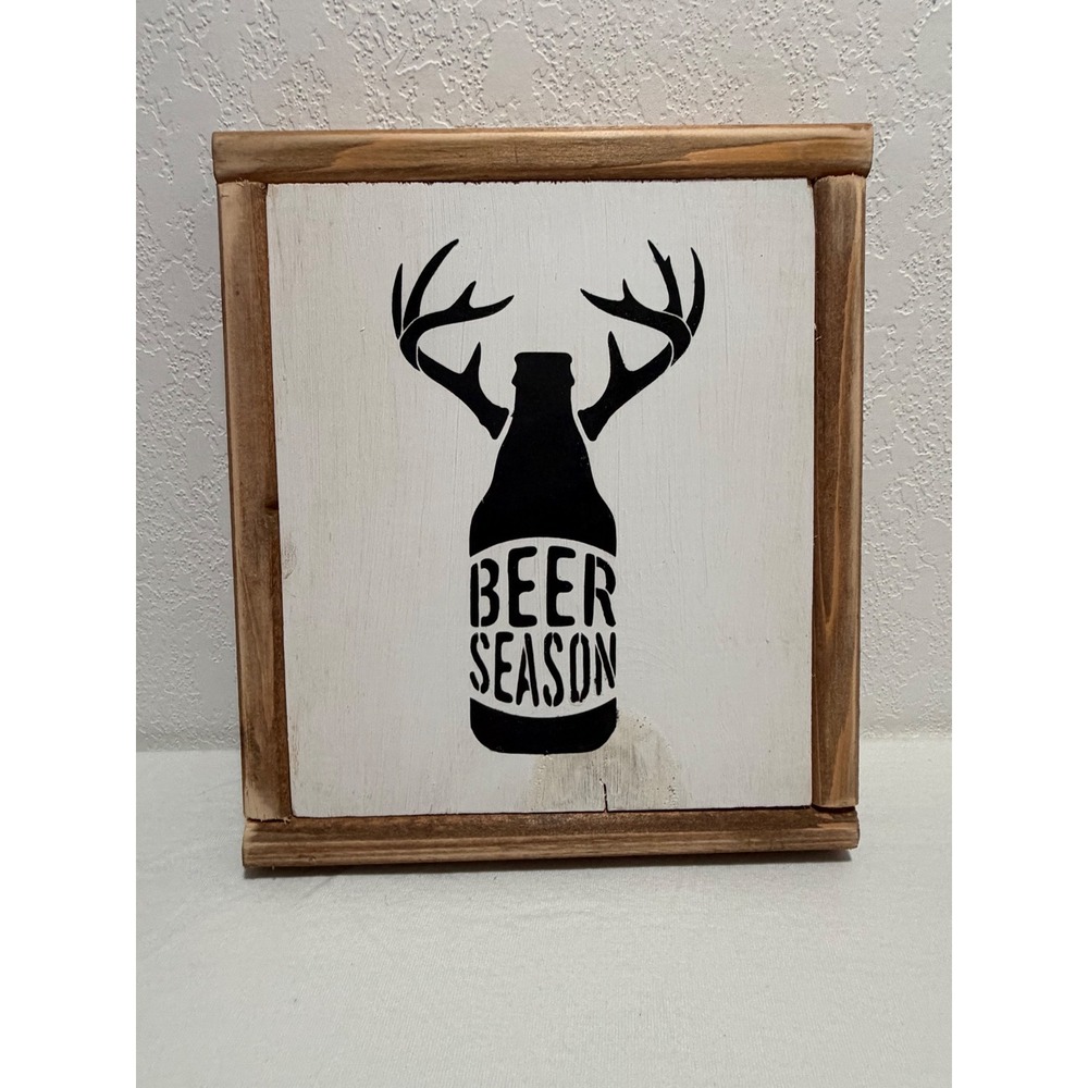 Coffee & Gossip Beer Season Wood Sign Rustic Antler Decor Farmhouse Wall Art